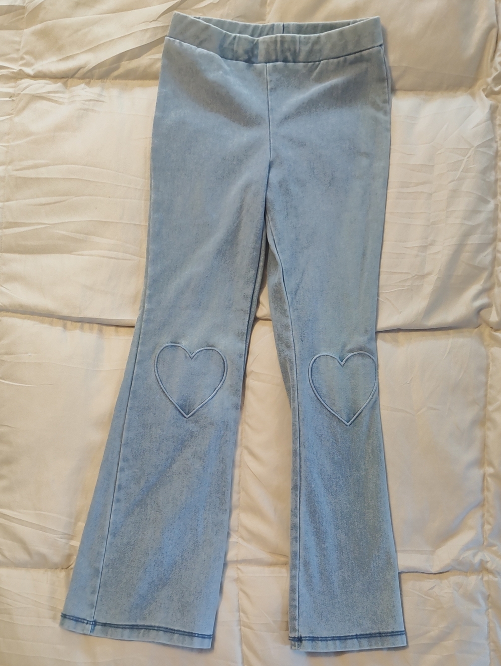 H&M Girls Flared Jeggins With Heart Appliques At The Knee